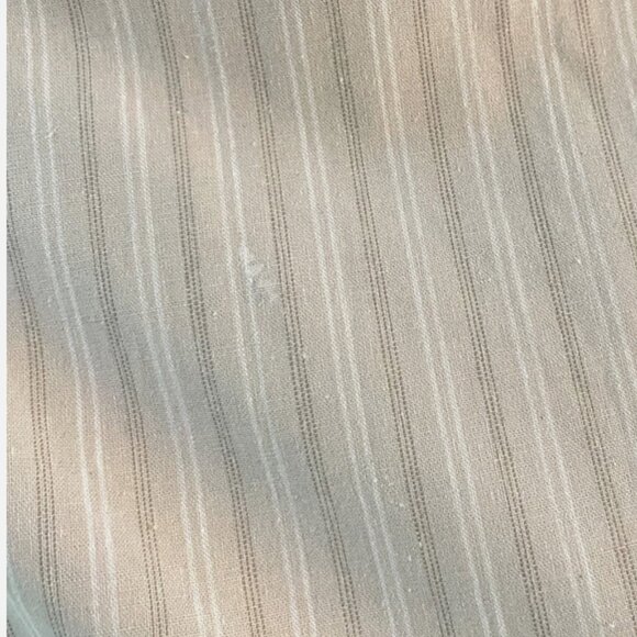 Scandia Woods Men’s Band Collar Button Down Shirt XL Beige Pinstripe Cotton - Picture 11 of 11